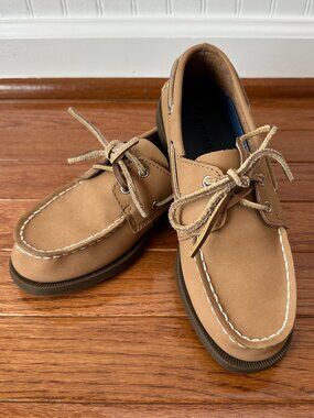 Boys Sperry Boat Shoes (Size 1.5 Tan Brown)
